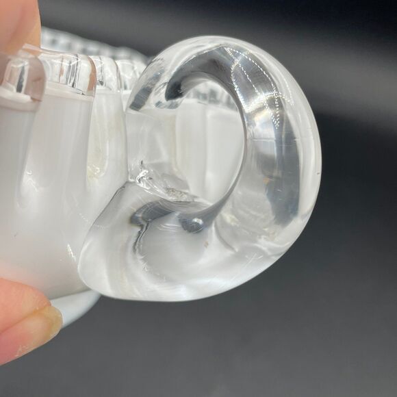 Fenton Milk Glass Heart Shape Nappy Candy Dish w/ Silver Crest Ruffled Edge - Picture 7 of 12